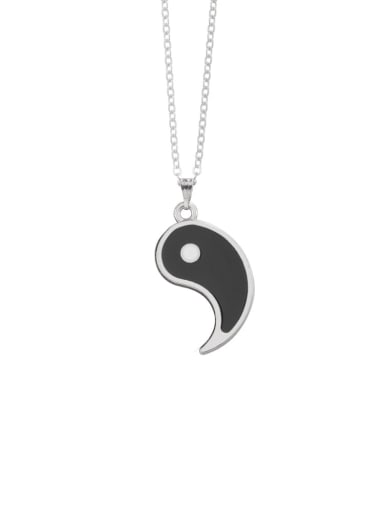 Steel right black Titanium Steel Round  Yin And Yang Gossip Necklace
