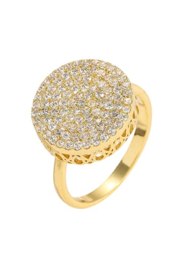 Gold ring (opening, adjustable size) Brass Cubic Zirconia Round Dainty Band Ring