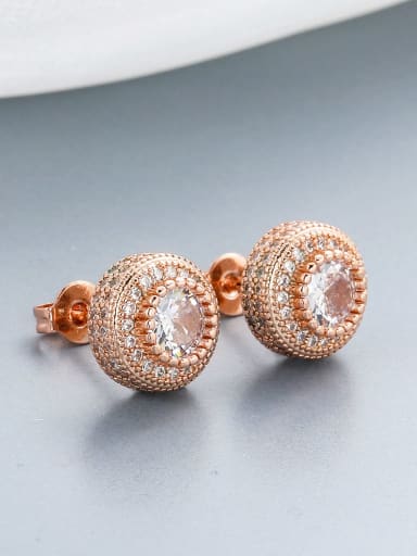 Rose gold pair Brass Cubic Zirconia Round Dainty Stud Earring