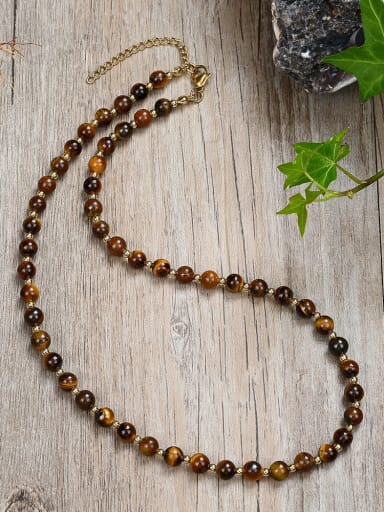 5 45cm Stainless steel Natural Stone Bohemia Beaded Necklace