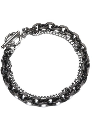 (guyinjiagang) 17cm Titanium Steel Hollow Chain Hip Hop Strand Bracelet