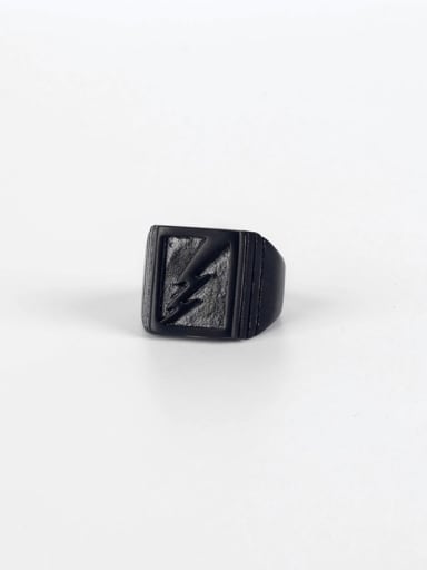 Black (size 6) Titanium Steel Geometric Hip Hop Band Ring
