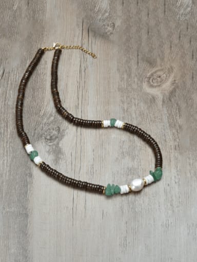 Stainless steel Natural Stone Irregular Bohemia Beaded Necklace