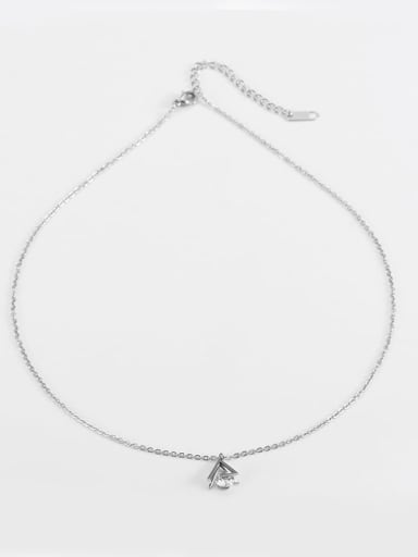 Titanium Cubic Zirconia Triangle Pendant Necklace