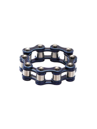 blue and white color Titanium Steel Irregular Vintage Band Ring