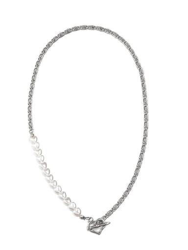 Titanium Steel Imitation Pearl Geometric Hip Hop Necklace