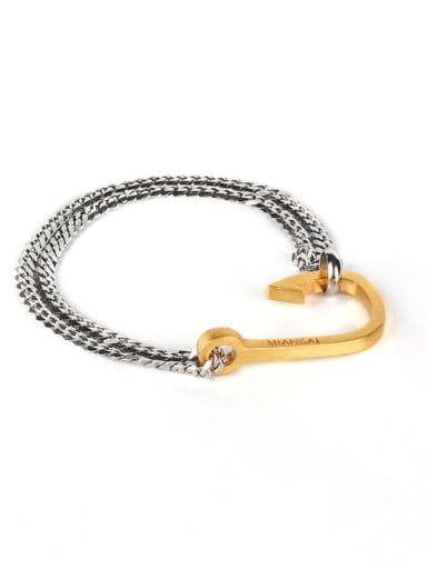 Golden fishhook steel chain Titanium Steel Irregular Hip Hop Link Bracelet