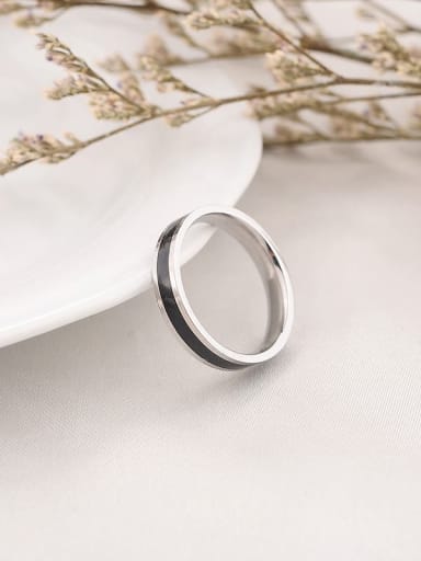 Steel (black) Titanium Enamel Round Minimalist Band Ring