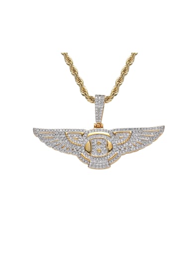 Gold +chain Brass Cubic Zirconia Wing Hip Hop Necklace
