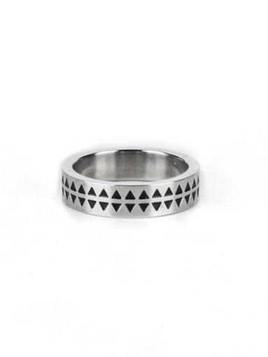 Steel color (size 6) Titanium Steel Enamel Round Vintage Band Ring