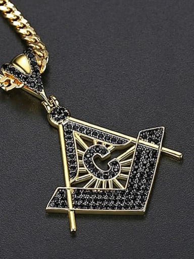 Black  double color gold  t20d15 Brass Cubic Zirconia Geometric Hip Hop Necklace