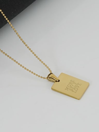 MOBE SELF LOVE Stainless steel English Letter Minimalist Rectangle  Pendant  Necklace