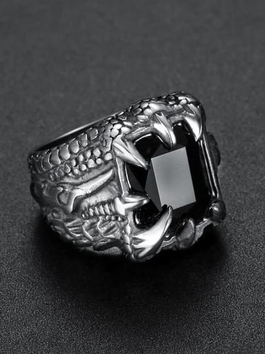 Titanium Glass Bead Geometric Vintage Solitaire Ring