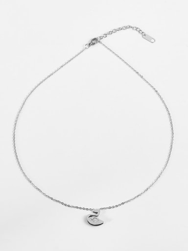 Titanium Steel Rhinestone Swan Minimalist Necklace