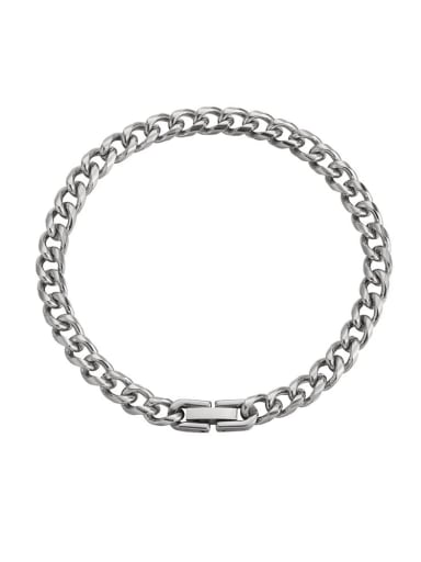 Steel color (6mm*18cm) Titanium Steel Geometric Hip Hop Link Bracelet