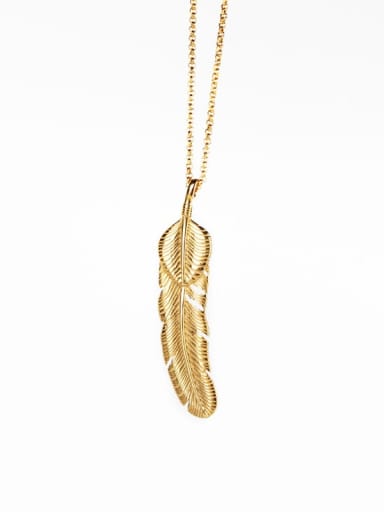 Gold chain length 65cm Titanium Steel Leaf Hip Hop Necklace