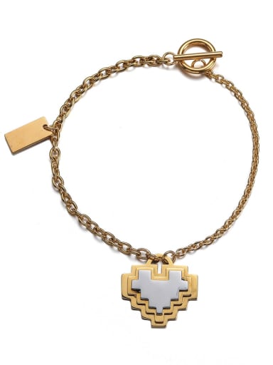golden Titanium Steel Heart Hip Hop Link Bracelet