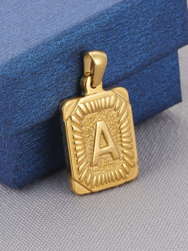 Stainless steel English Letter  Vintage Square Pendant Necklace