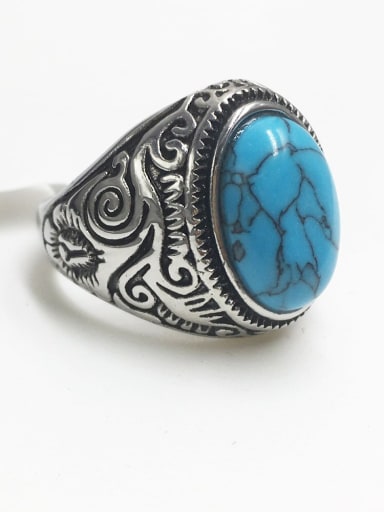 Stainless steel Turquoise Oval Vintage Solitaire Ring