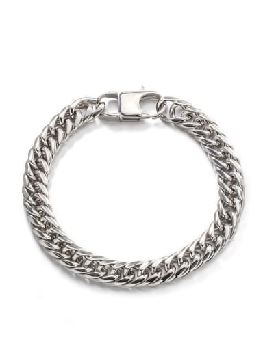 Steel color (8mm*19cm) Titanium Steel Irregular Hip Hop Link Bracelet