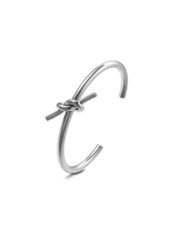 Steel color Titanium Steel Heart Knot Minimalist Cuff Bangle