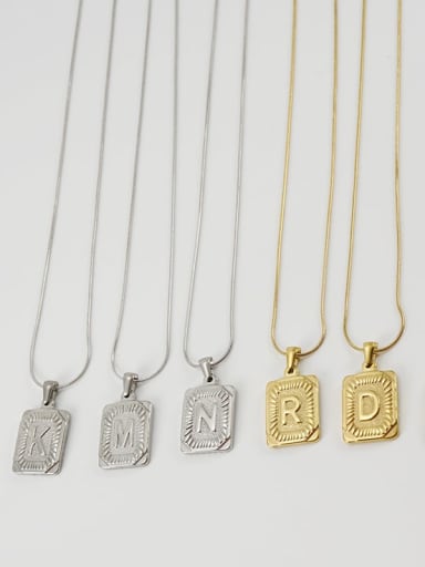 Titanium Steel  English letters Minimalist Square Pendant Necklace