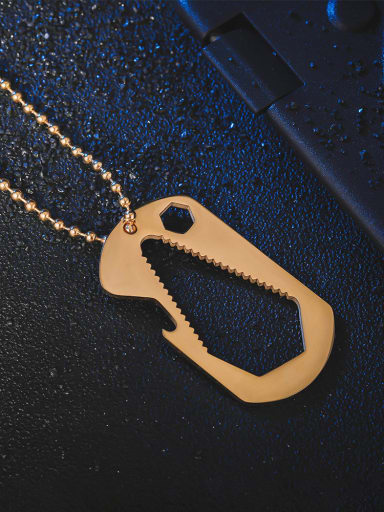 golden Titanium Steel Irregular Hip Hop Beaded Necklace