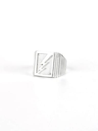 white gold (size 6) Titanium Steel Geometric Hip Hop Band Ring