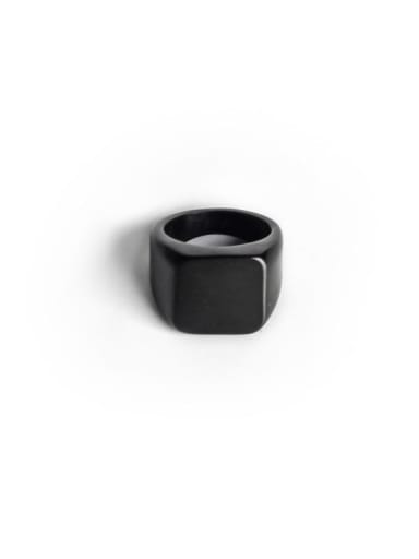 black Titanium Steel Geometric Minimalist Band Ring