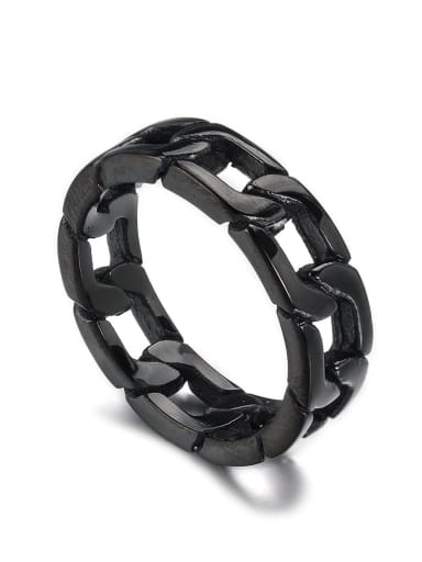 black Titanium Steel  Hollow Chain Vintage Band Ring