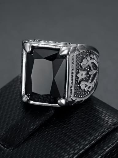 Stainless steel Cubic Zirconia Square Vintage Band Ring