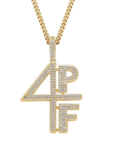 Gold+ CUBAN CHAIN Brass Cubic Zirconia Number Dainty Number Necklace