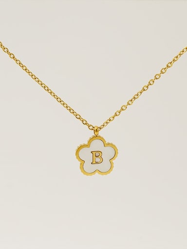 ZXG1527 Letter B Stainless steel Shell Clover Minimalist Necklace