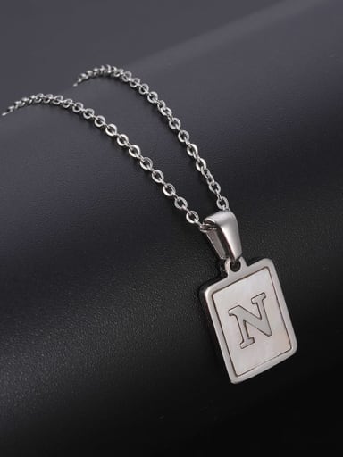 Titanium Steel Shell Letter  Minimalist  Geometric Pendant Necklace