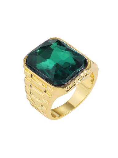 Emerald gold Alloy Glass Stone Geometric Vintage Band Ring
