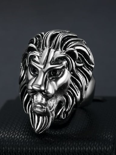 Titanium Steel Lion Trend Band Ring