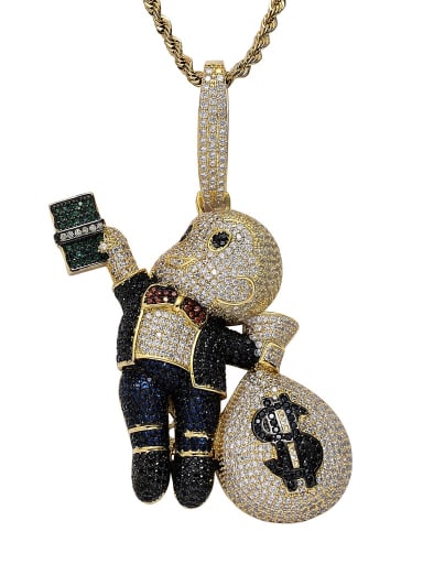 custom Brass Cubic Zirconia Monkey Hip Hop Necklace