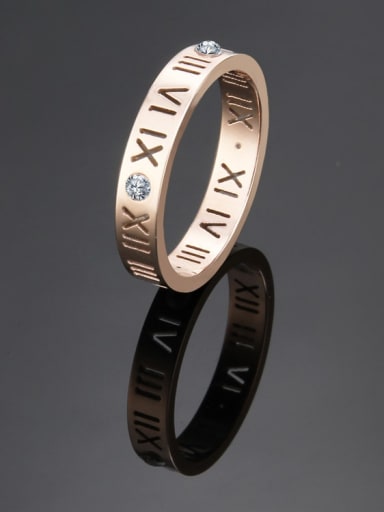 rose gold Titanium Number Cutout Minimalist Band Ring