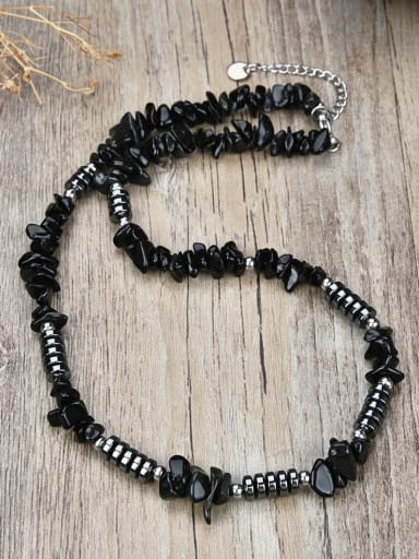 2 -45cm Titanium Steel Glass beads Irregular Bohemia Beaded Necklace