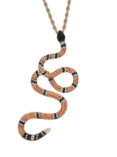 Brass Cubic Zirconia Snake Hip Hop Necklace