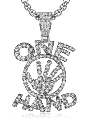 Copper Letter  Cubic Zirconia Letter Hip Hop Initials Pendant  Necklace