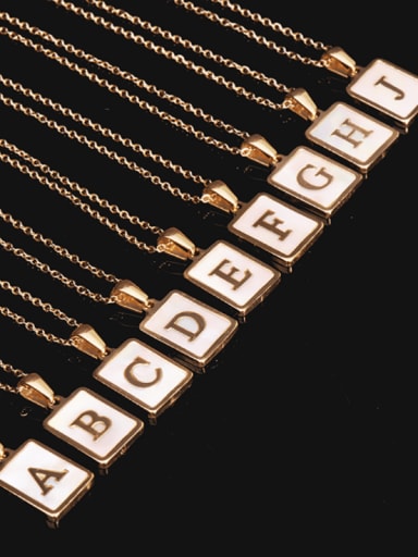 Titanium Steel Shell  Minimalist Square Letter  Pendant Necklace