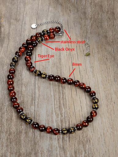Stainless steel Natural Stone Irregular Bohemia Beaded Necklace