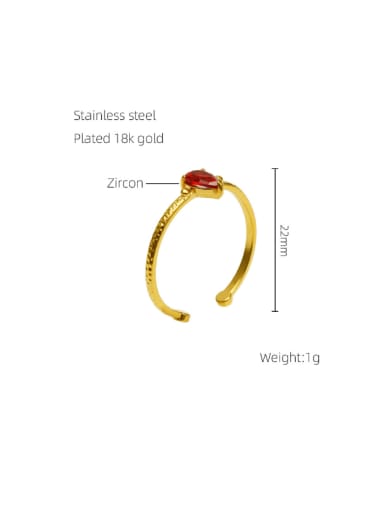 red Stainless steel Cubic Zirconia Heart Minimalist Band Ring