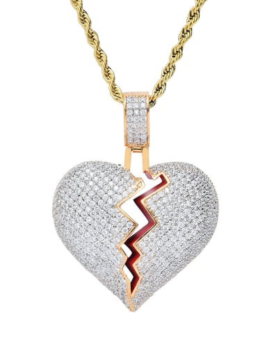 Two color +stainless steel chain Brass Cubic Zirconia Heart Dainty Necklace