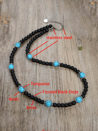 5 Stainless steel Natural Stone Irregular Bohemia Beaded Necklace