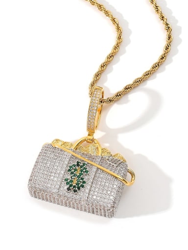 Bichromatic +chain Brass Cubic Zirconia dollar packet Luxury Necklace