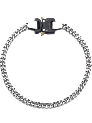 Black Buckle Titanium Steel Hollow Geometric Chain Hip Hop Necklace