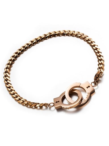 Rose Gold handcuffs Titanium Steel Irregular Vintage Handcuffs  Link Bracelet