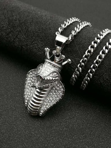 Titanium Rhinestone Snake Hip Hop Necklace For Men